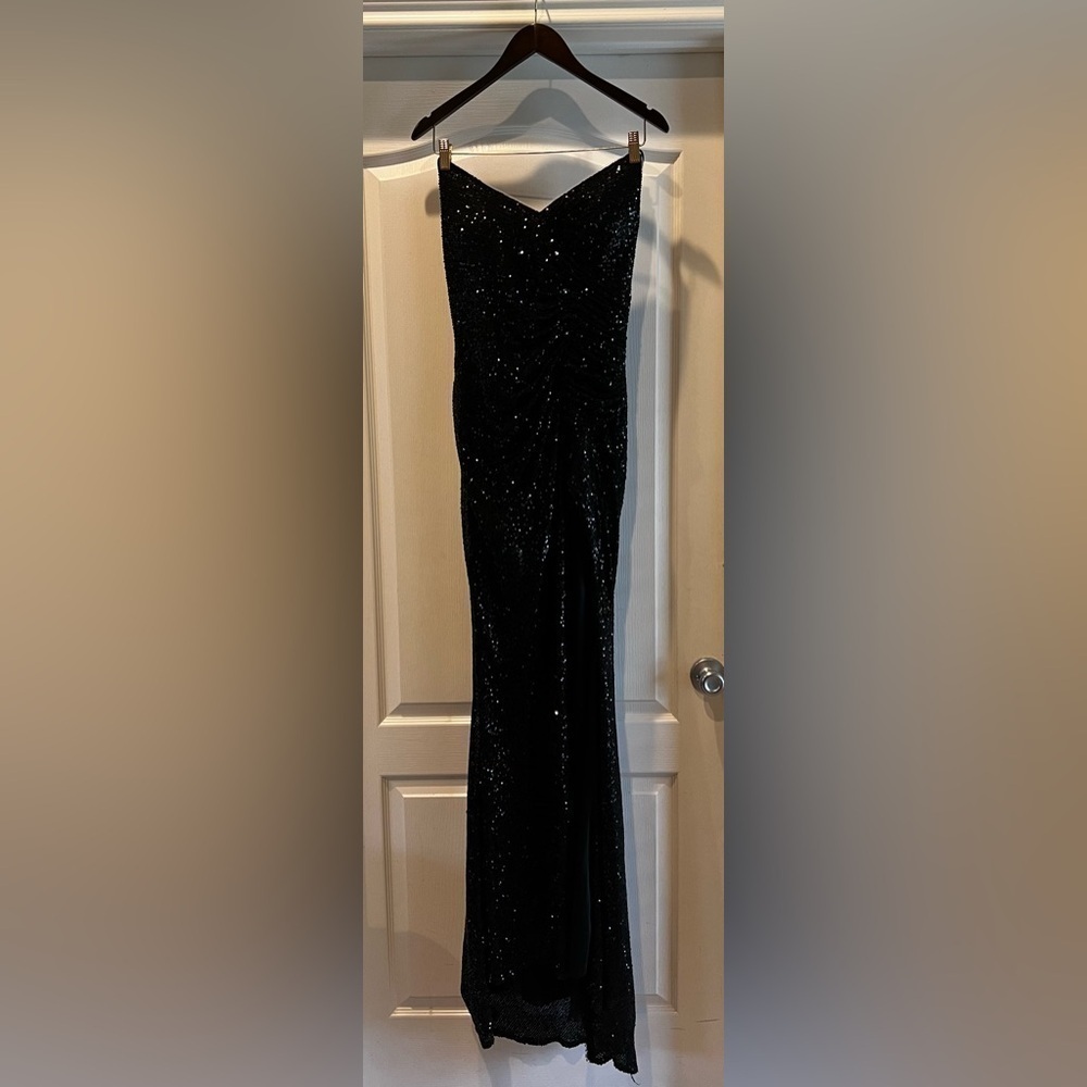 CINDERELLA DIVINE Black long Sequins Dress Size L - Picture 5 of 9